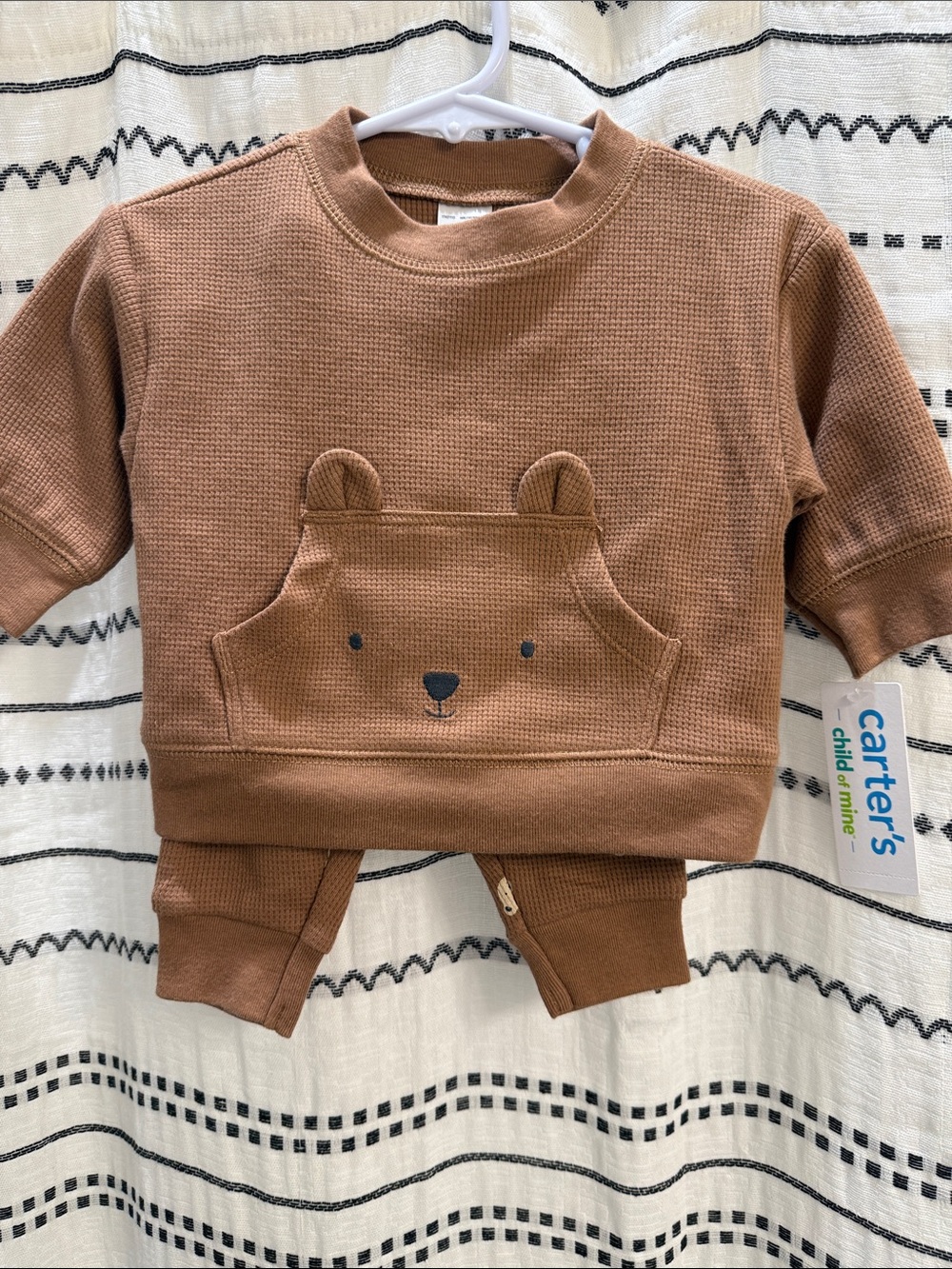 Carter's Rust Brown Bear Waffle Knit Baby Set